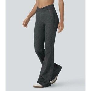 Halara Flex High Waisted Crossover Flare Pull On Jeans Women's XL Dark Wash NEW!